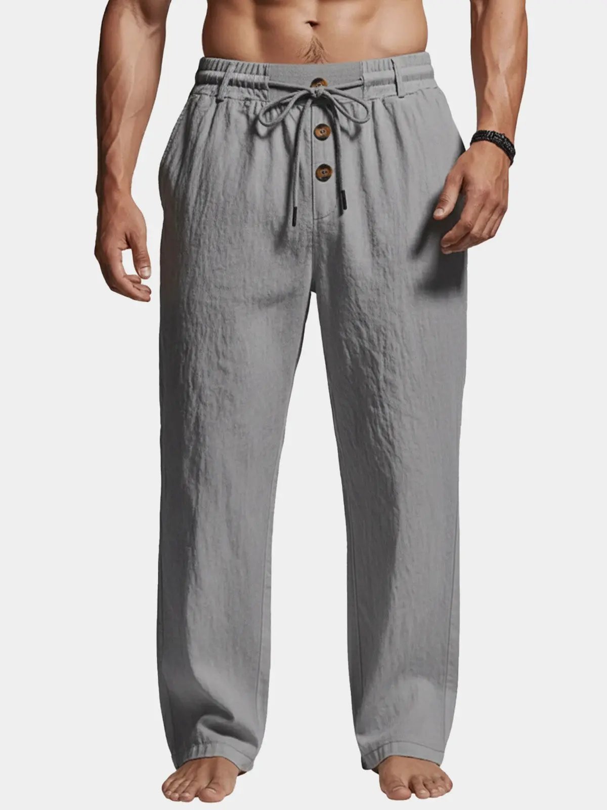 Women’s Wide Leg Linen Blend Lounge Pants – Relaxed Fit Elastic Waist Drawstring Breathable Summer Casual Beach Resort Home Wear Trousers