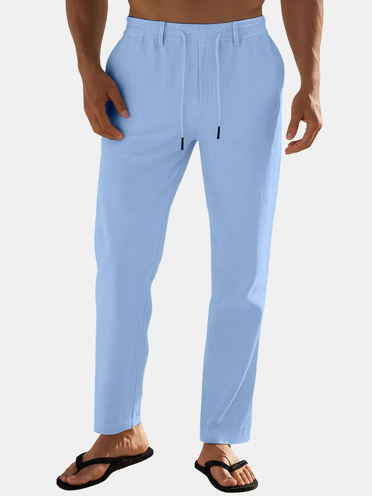 Ethan Men’s Relaxed Fit Linen Blend Drawstring Pants – Breathable Lightweight Summer Casual Beach Travel Lounge Trousers for Everyday Comfort Style