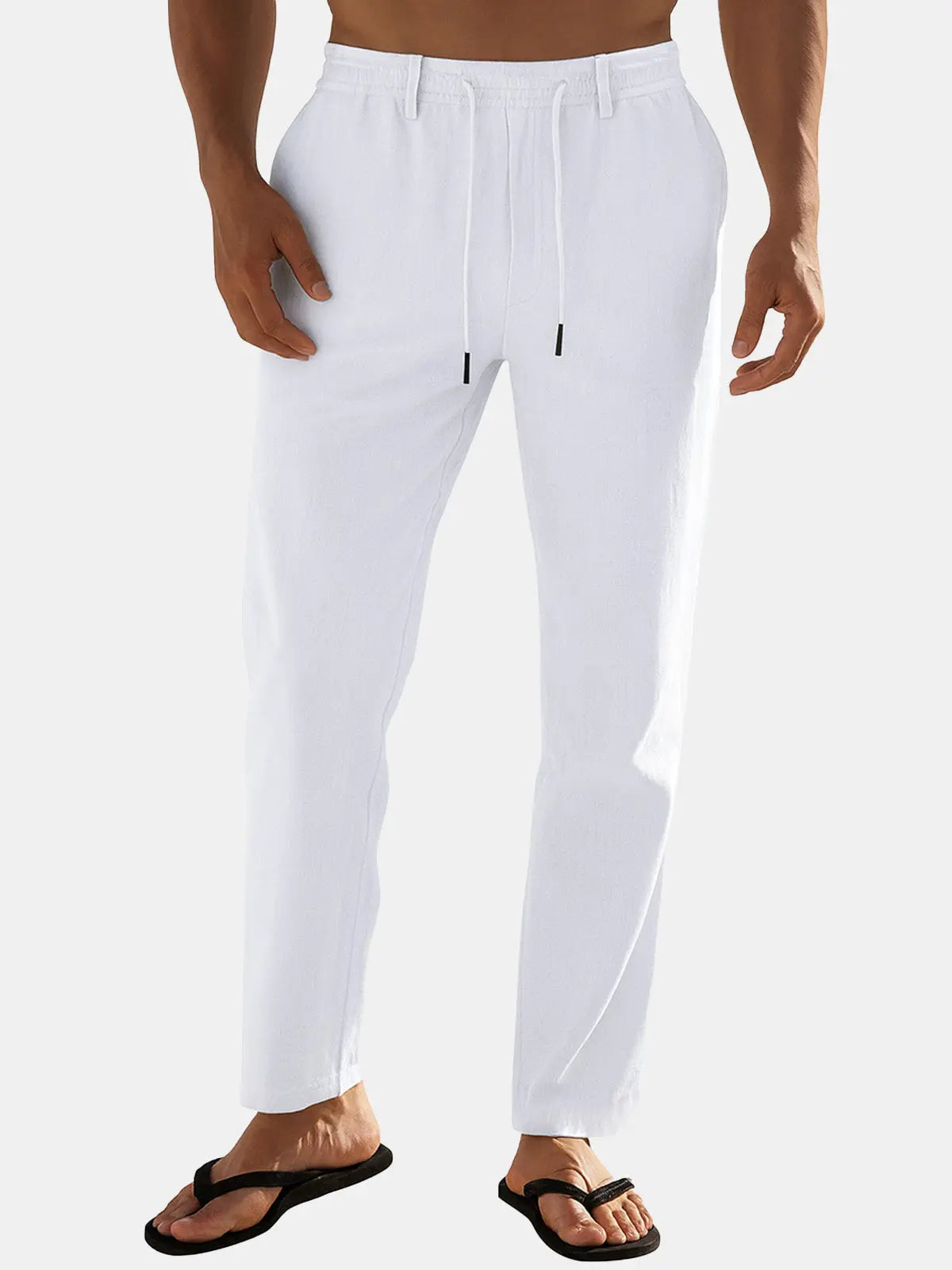Men's Comfortable Linen Blend Pants – Relaxed Summer Drawstring Trousers