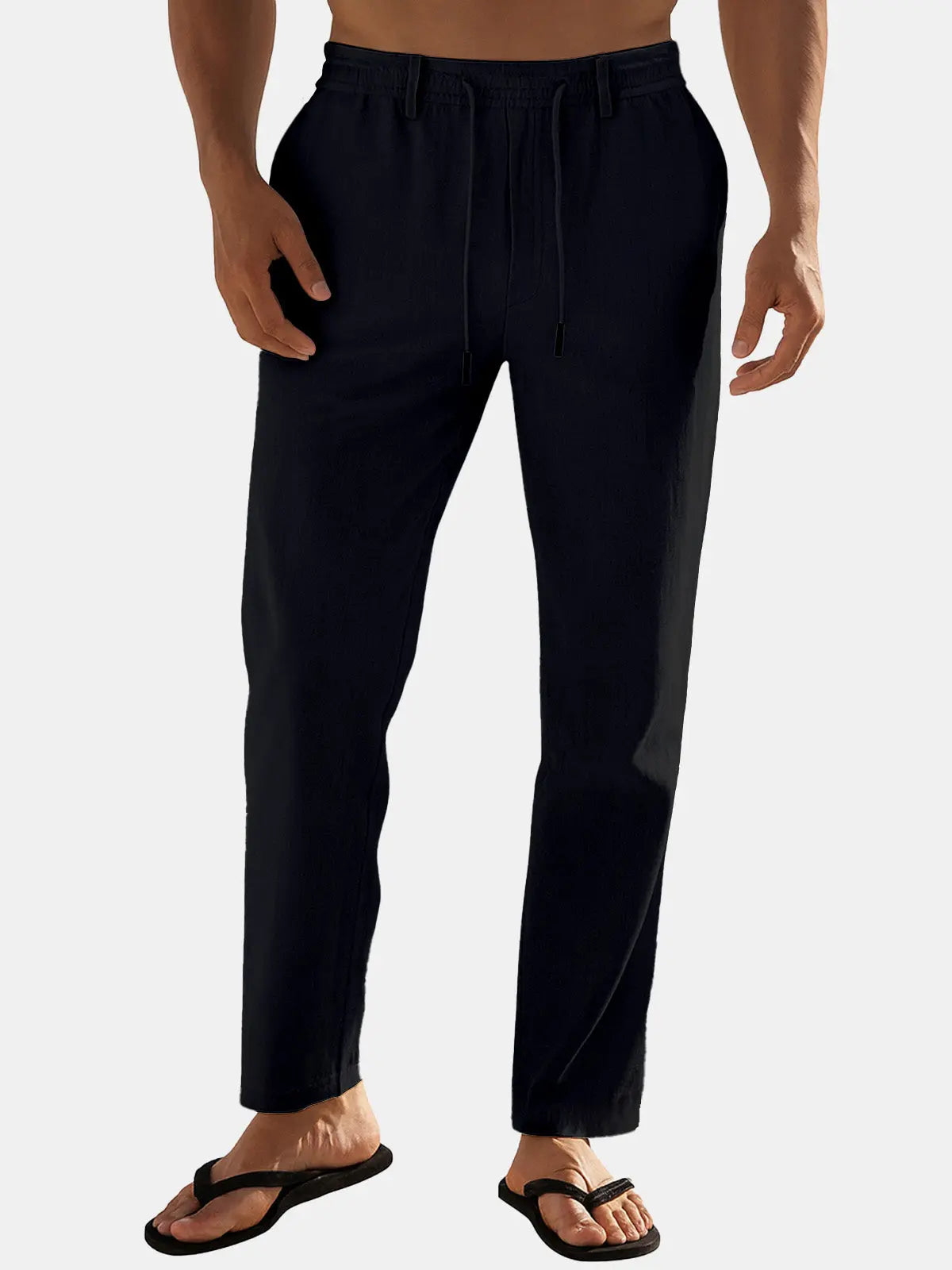 Ethan Men’s Relaxed Fit Linen Blend Drawstring Pants – Breathable Lightweight Summer Casual Beach Travel Lounge Trousers for Everyday Comfort Style