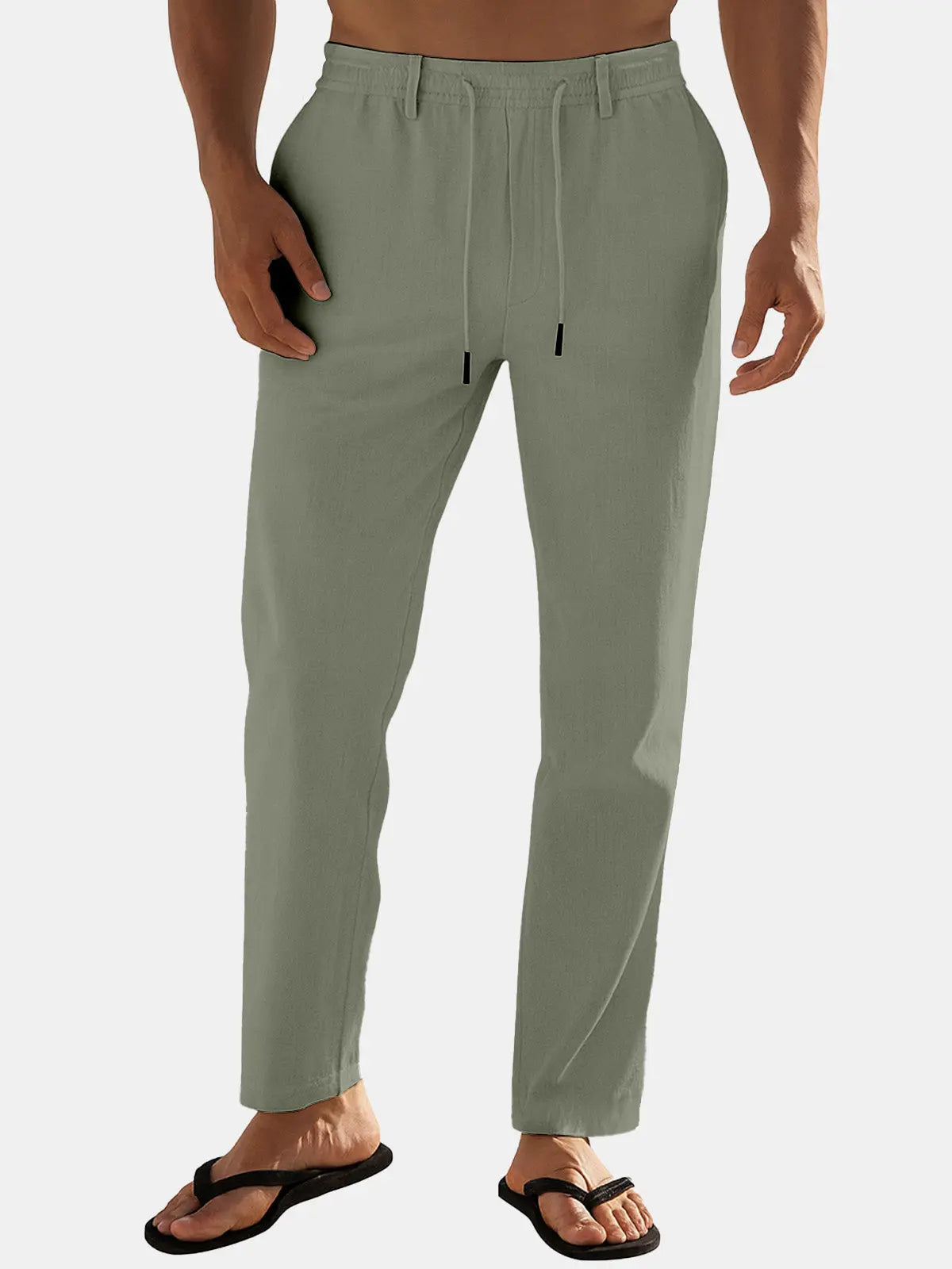 Ethan Men’s Relaxed Fit Linen Blend Drawstring Pants – Breathable Lightweight Summer Casual Beach Travel Lounge Trousers for Everyday Comfort Style
