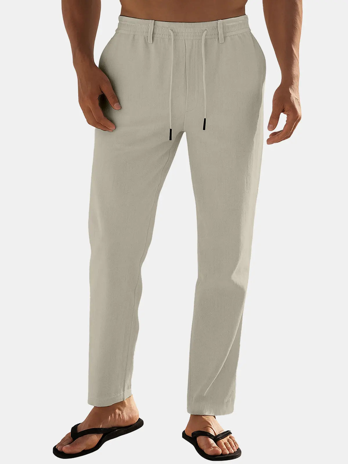 Men's Comfortable Linen Blend Pants – Relaxed Summer Drawstring Trousers
