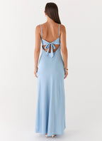 Flora Collection | Satin Maxi Dress with V Neckline & Tie Detail | Elegant Long Dress for Special Occasions - Women's