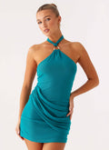 Henrietta Collection | Mini Dress with Halter Neckline & Open Back | Stylish Evening Wear for Effortless Elegance - Women's