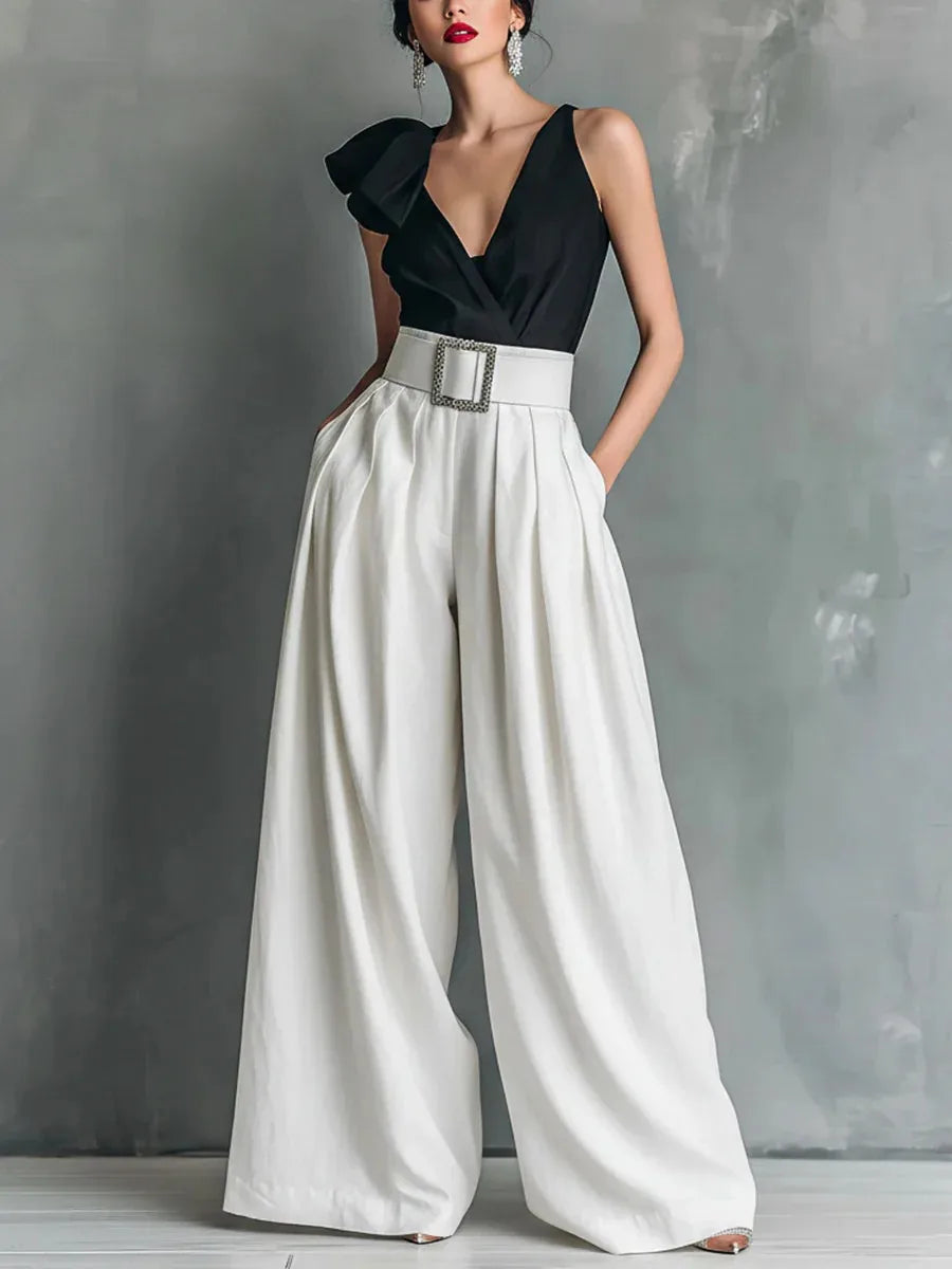 High Waisted Wide Leg Summer Trousers