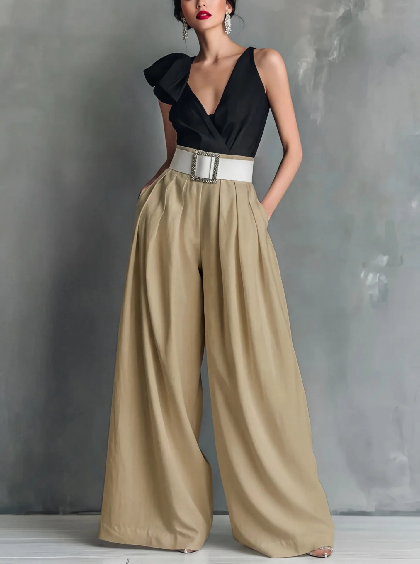 High Waisted Wide Leg Summer Trousers