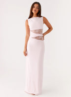 Karma Collection | Maxi Dress for Women with Semi-Sheer Lace Waist | Elegant Long Dress for Glamorous Occasions