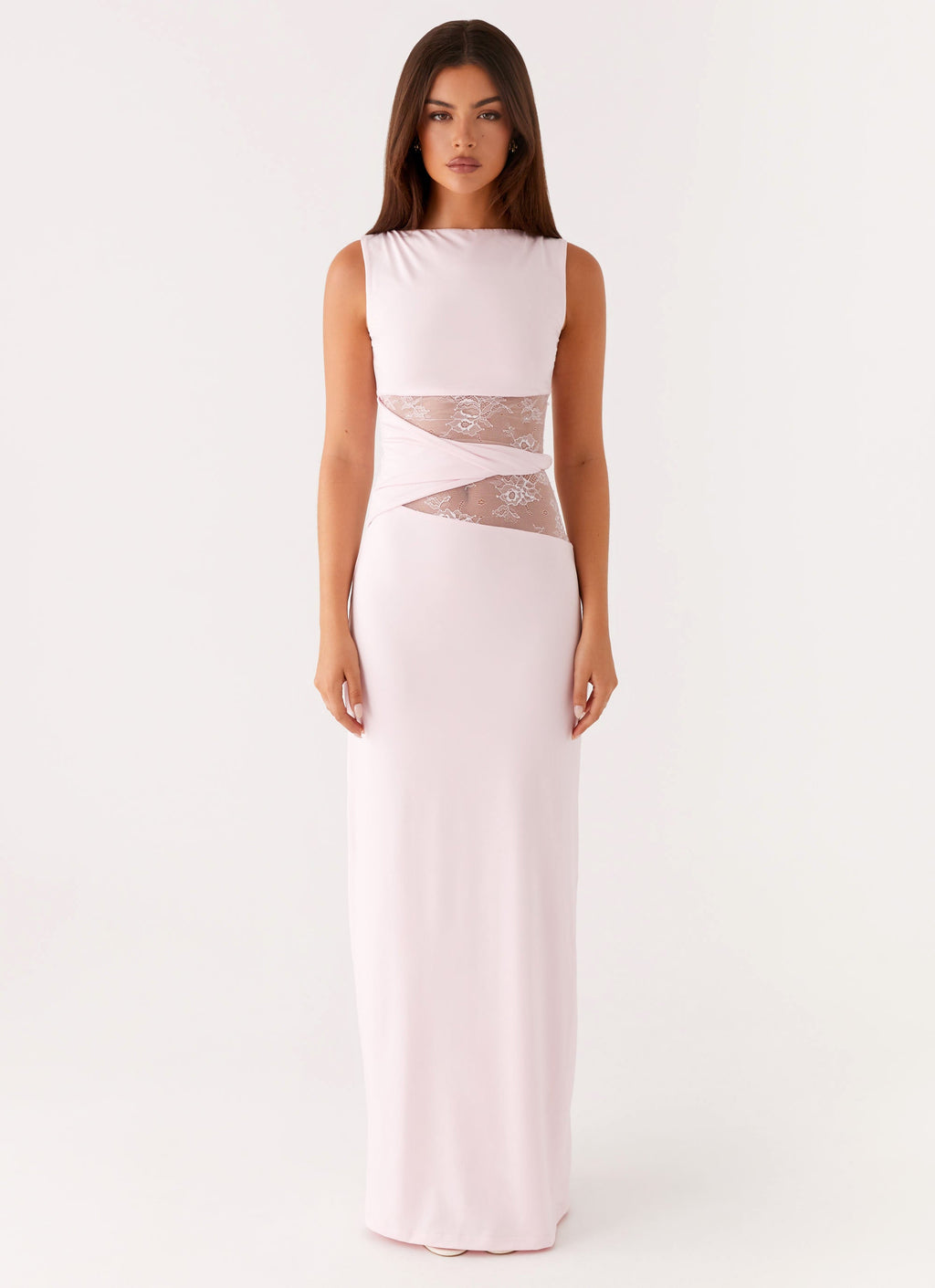 Karma Collection | Maxi Dress for Women with Semi-Sheer Lace Waist | Elegant Long Dress for Glamorous Occasions