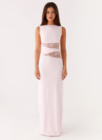 Karma Collection | Maxi Dress for Women with Semi-Sheer Lace Waist | Elegant Long Dress for Glamorous Occasions