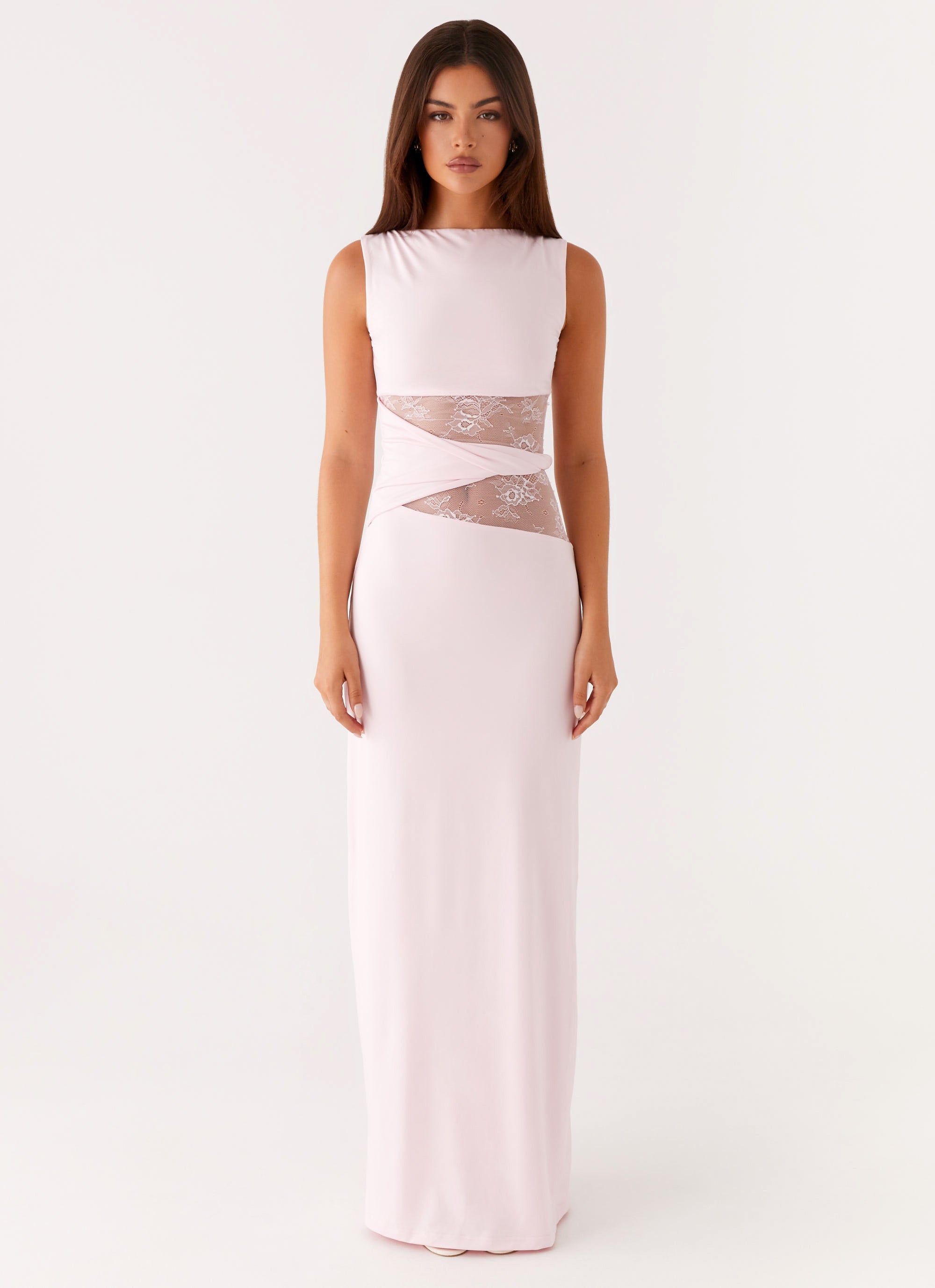 Karma Collection | Maxi Dress for Women with Semi-Sheer Lace Waist | Elegant Long Dress for Glamorous Occasions