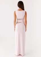 Karma Collection | Maxi Dress for Women with Semi-Sheer Lace Waist | Elegant Long Dress for Glamorous Occasions