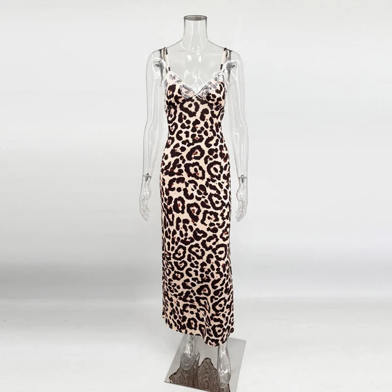 Lace V Neck Backless Patchwork Maxi Dress