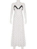 Lace V Neck Backless Patchwork Maxi Dress