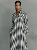V Neck Long Sleeve Cotton Maxi Dress, Minimalist