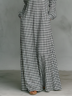 V Neck Long Sleeve Cotton Maxi Dress, Minimalist