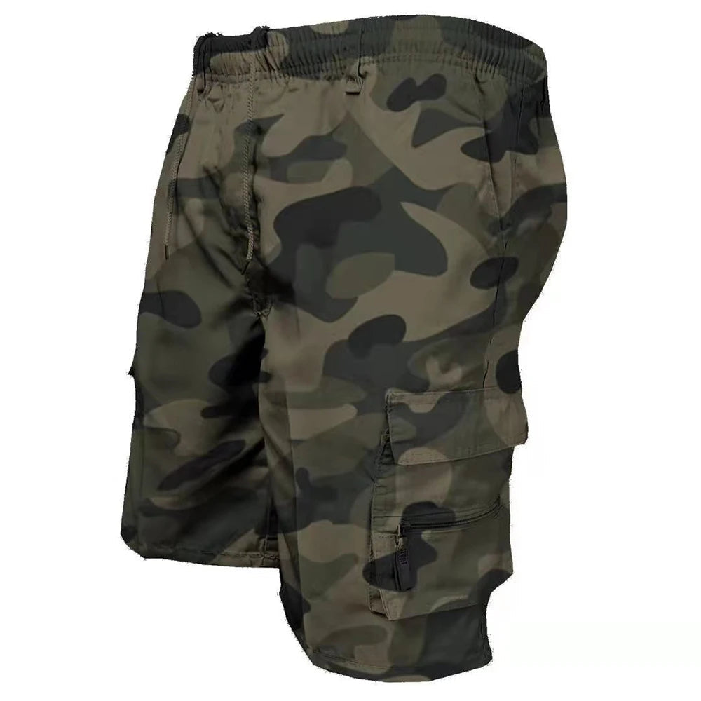 Mens Camo Tactical Cargo Shorts, Multi Pocket