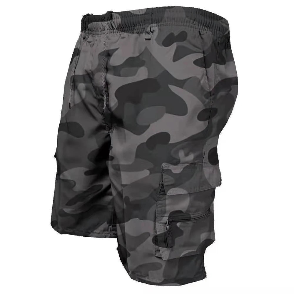 Mens Camo Tactical Cargo Shorts, Multi Pocket