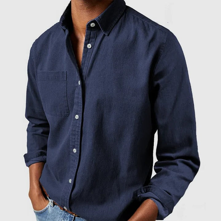 Men's Casual Long Sleeve Button Front Shirt, Relaxed Fit