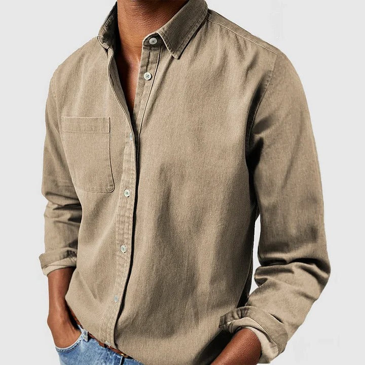 Men's Casual Long Sleeve Button Front Shirt, Relaxed Fit