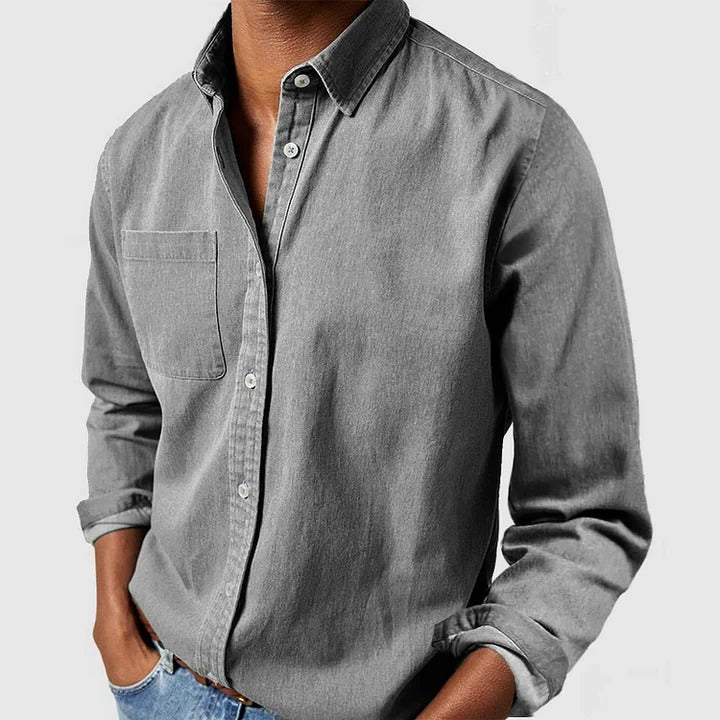 Men's Casual Long Sleeve Button Front Shirt, Relaxed Fit