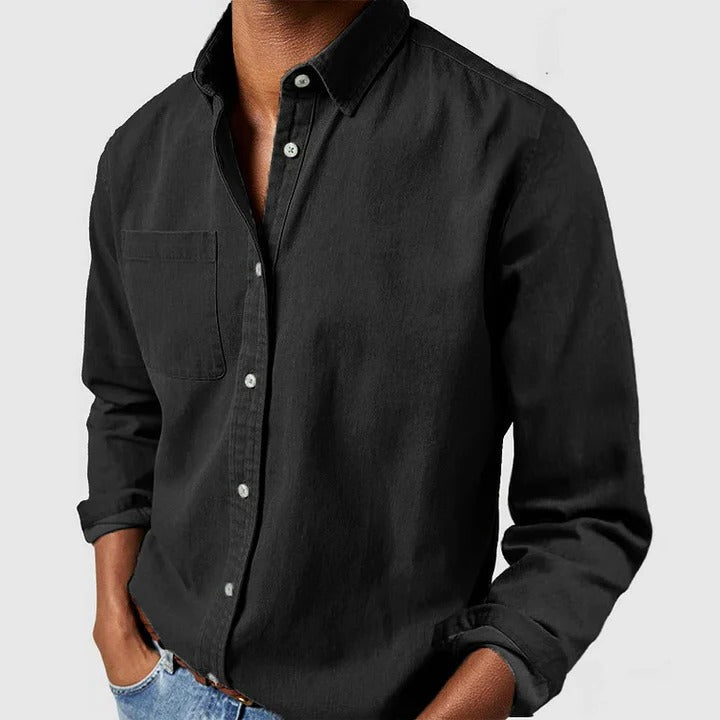 Men's Casual Long Sleeve Button Front Shirt, Relaxed Fit