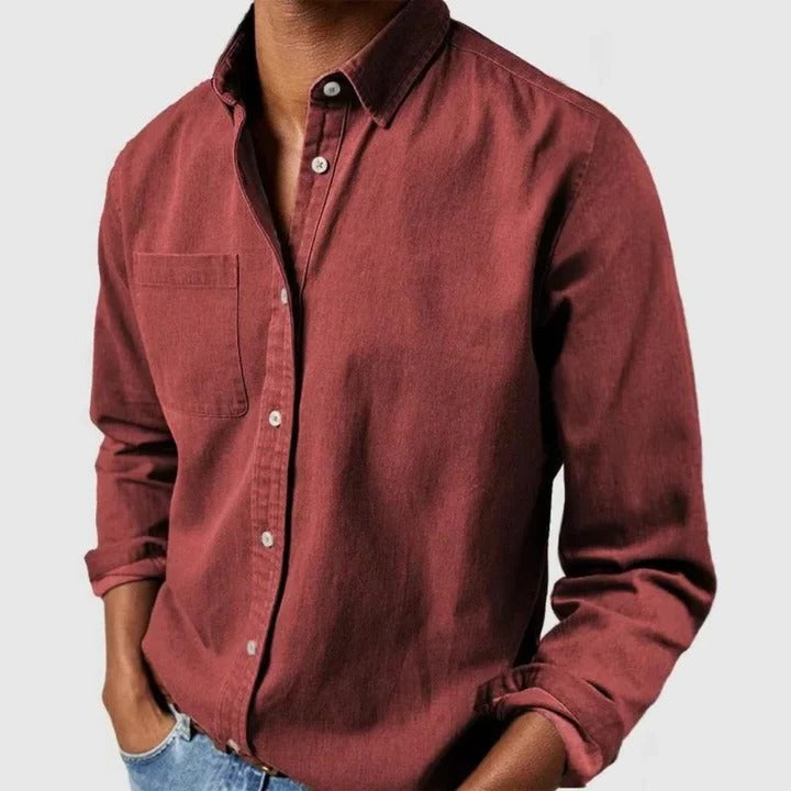 Men's Casual Long Sleeve Button Front Shirt, Relaxed Fit
