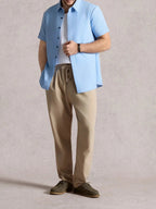 Men's Short Sleeve Linen Cotton Button Front Shirt