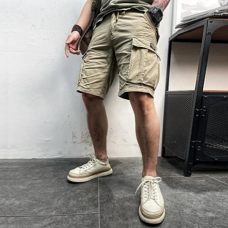 Mens Cotton Stretch Cargo Shorts, 6 Pocket Knee Length