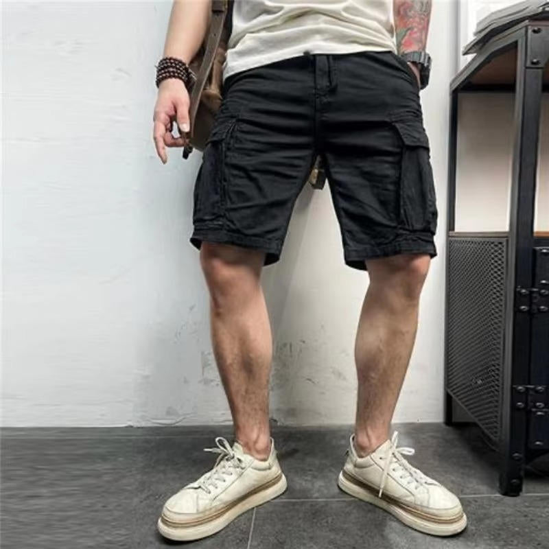 Mens Cotton Stretch Cargo Shorts, 6 Pocket Knee Length