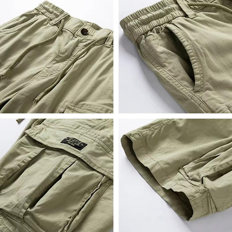 Mens Cotton Stretch Cargo Shorts, 6 Pocket Knee Length