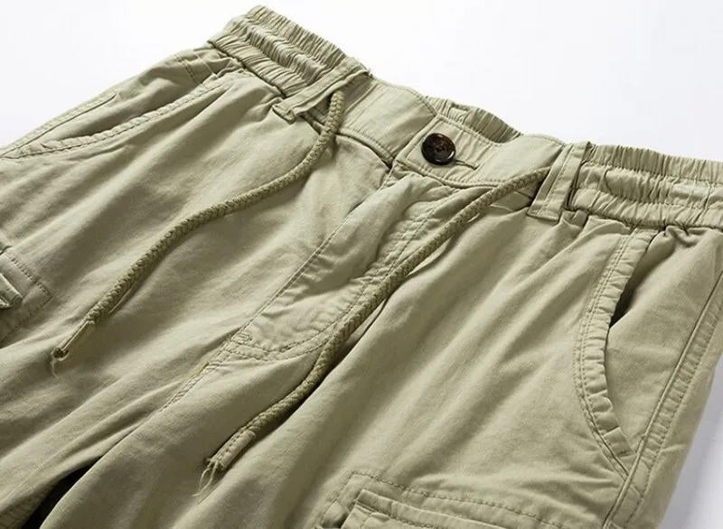 Mens Cotton Stretch Cargo Shorts, 6 Pocket Knee Length