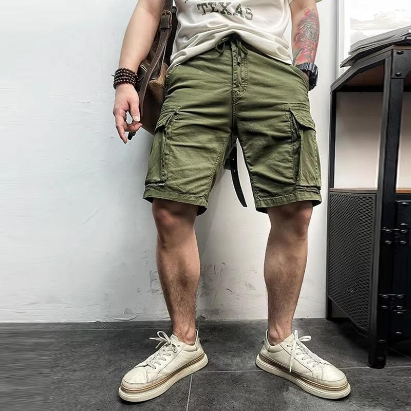 Mens Cotton Stretch Cargo Shorts, 6 Pocket Knee Length