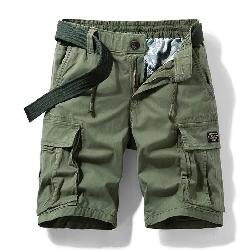 Mens Cotton Stretch Cargo Shorts, 6 Pocket Knee Length