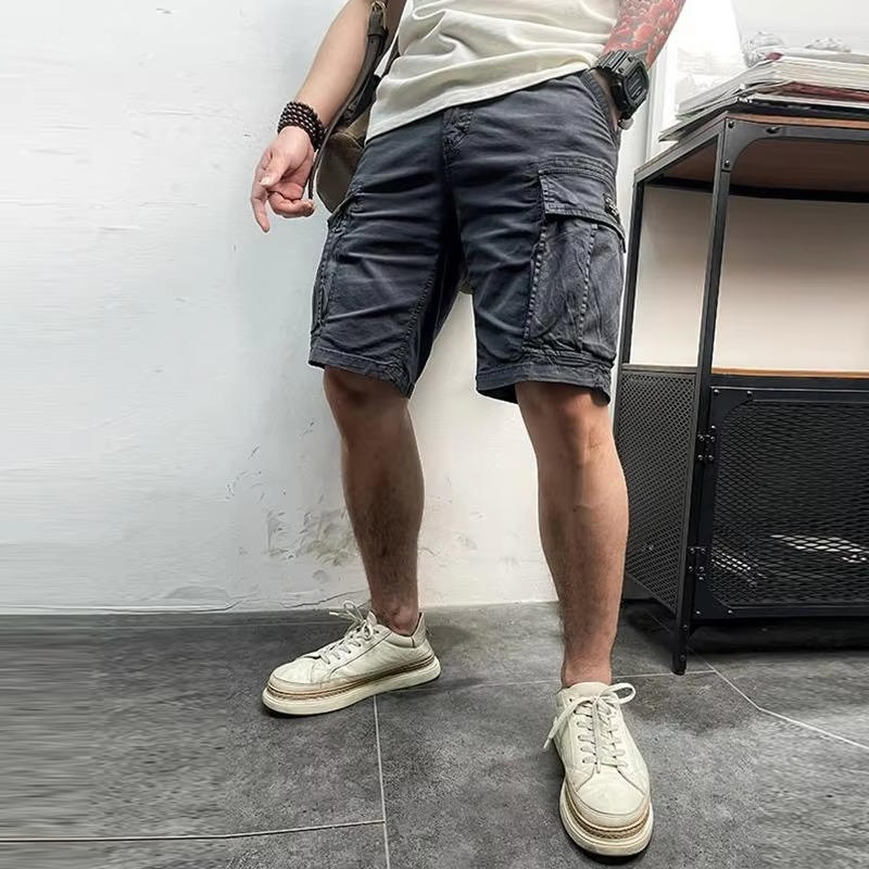 Mens Cotton Stretch Cargo Shorts, 6 Pocket Knee Length