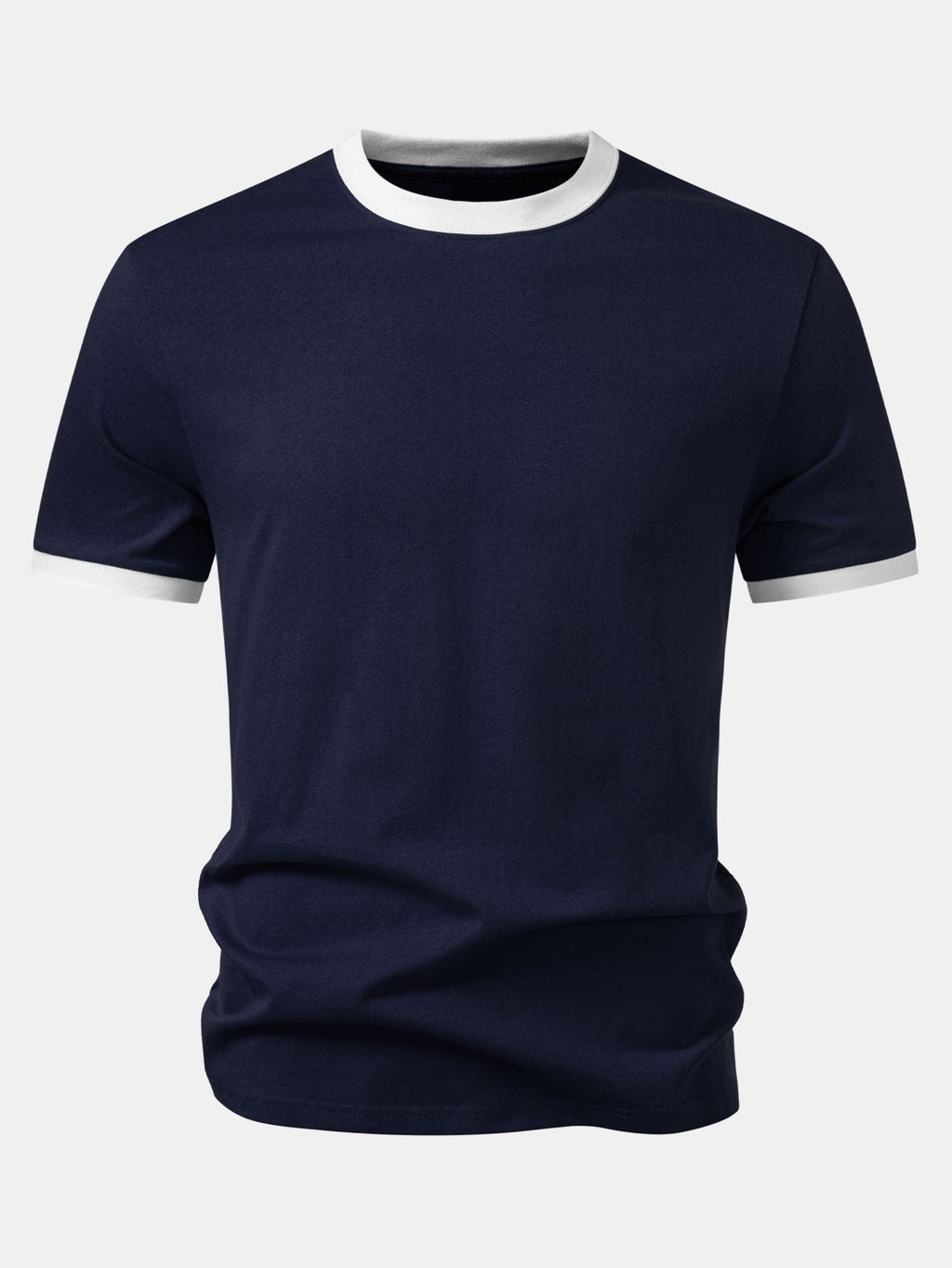 Men’s Crew Neck Cotton T-Shirt with Contrast Trim – Casual Regular Fit Soft Breathable Everyday Essential Tee