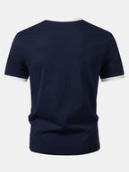 Men’s Crew Neck Cotton T-Shirt with Contrast Trim – Casual Regular Fit Soft Breathable Everyday Essential Tee