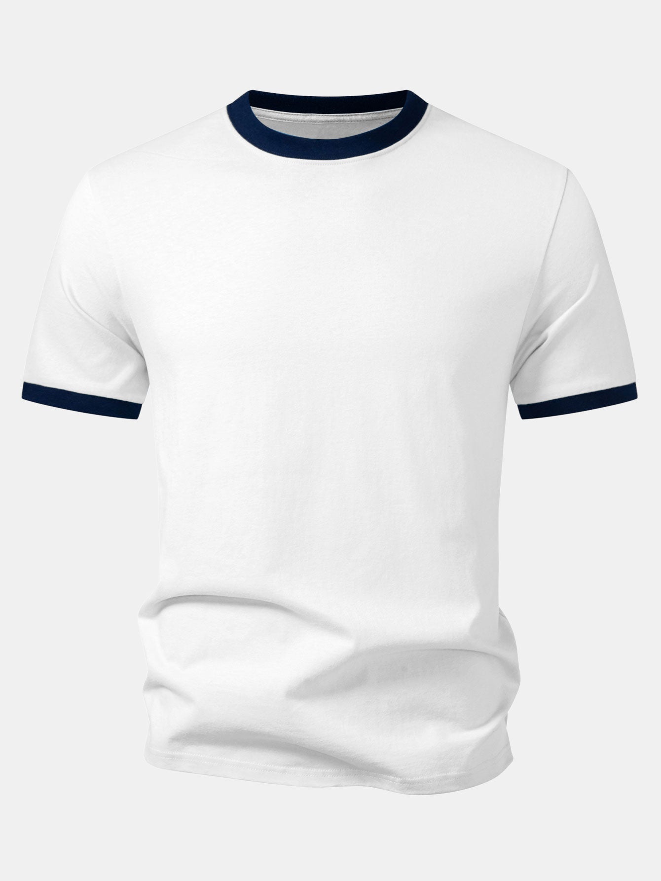Men’s Crew Neck Cotton T-Shirt with Contrast Trim – Casual Regular Fit Soft Breathable Everyday Essential Tee
