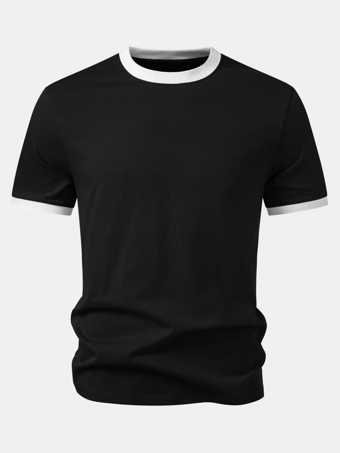 Men’s Crew Neck Cotton T-Shirt with Contrast Trim – Casual Regular Fit Soft Breathable Everyday Essential Tee