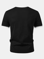 Men’s Crew Neck Cotton T-Shirt with Contrast Trim – Casual Regular Fit Soft Breathable Everyday Essential Tee