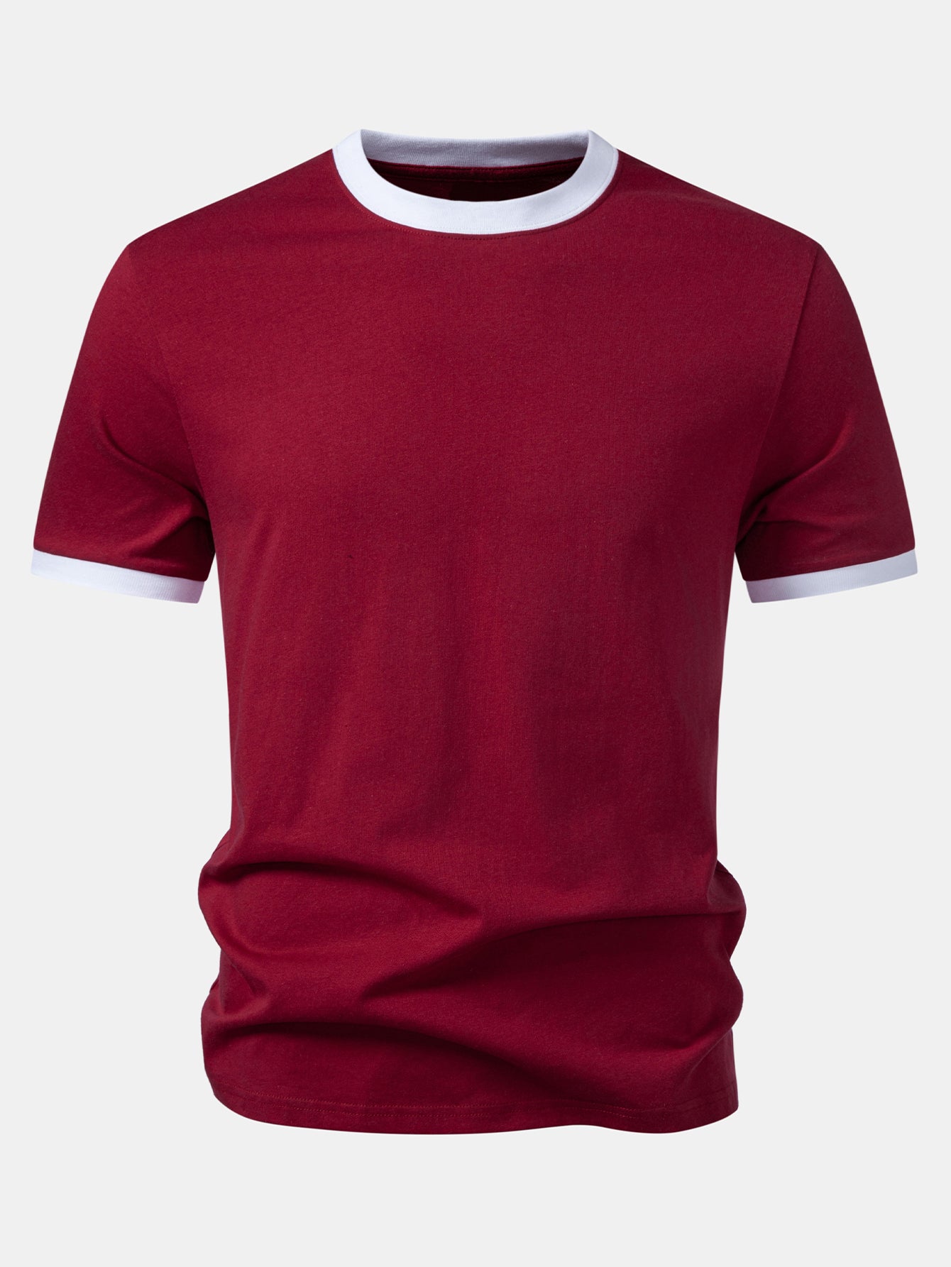 Men’s Crew Neck Cotton T-Shirt with Contrast Trim – Casual Regular Fit Soft Breathable Everyday Essential Tee