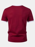 Men’s Crew Neck Cotton T-Shirt with Contrast Trim – Casual Regular Fit Soft Breathable Everyday Essential Tee