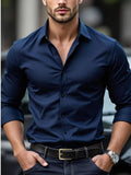 Men’s Slim Fit Stretch Dress Shirt – Wrinkle Resistant Spread Collar Button-Down Formal Business Shirt for Office & Events