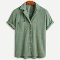 Men's Waffle Knit Button Front Shirt, Long Sleeve
