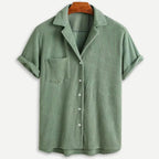 Men's Waffle Knit Button Front Shirt, Long Sleeve
