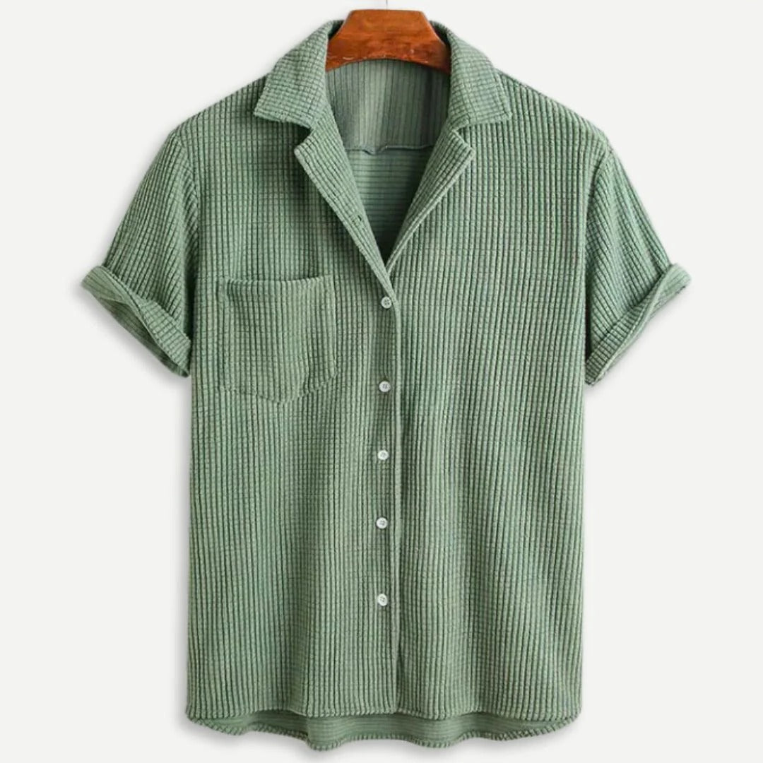 Men's Waffle Knit Button Front Shirt, Long Sleeve