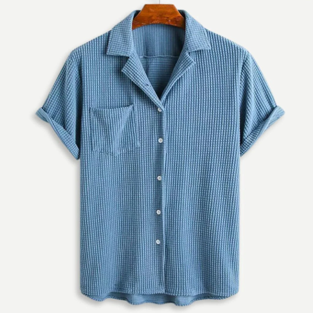Men's Waffle Knit Button Front Shirt, Long Sleeve
