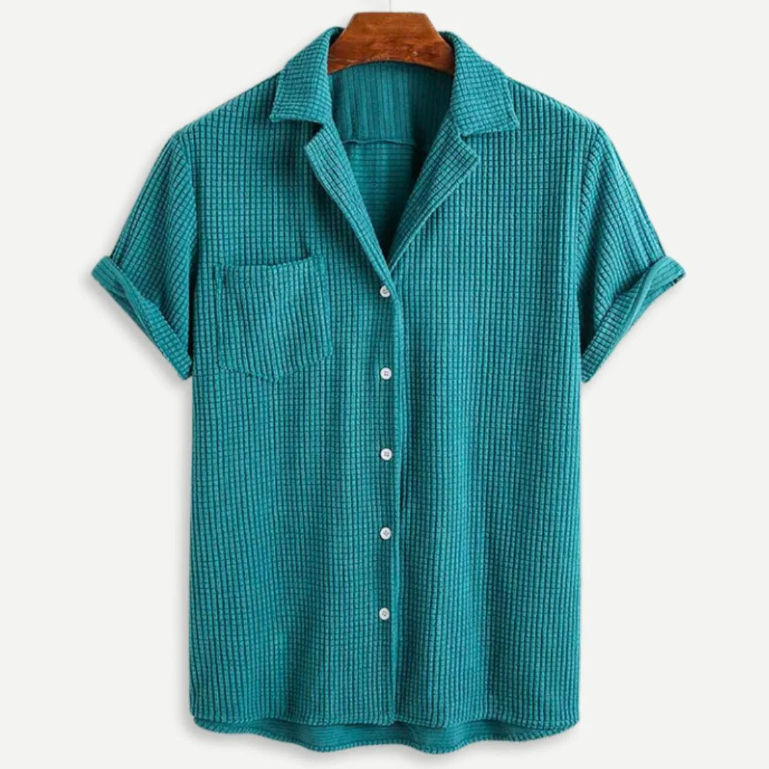 Men's Waffle Knit Button Front Shirt, Long Sleeve