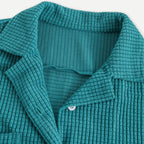 Men's Waffle Knit Button Front Shirt, Long Sleeve