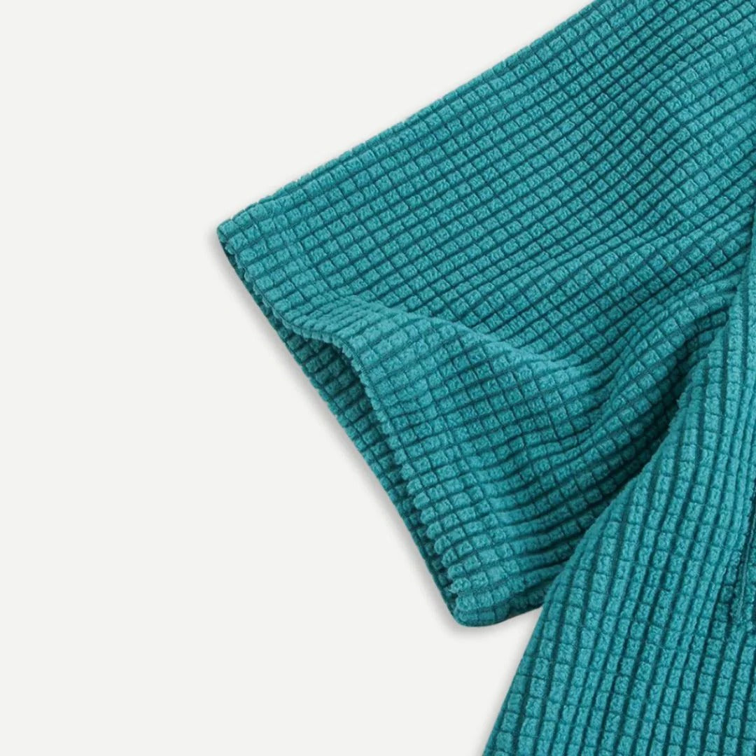 Men's Waffle Knit Button Front Shirt, Long Sleeve