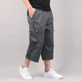 Mens Cargo Shorts, Elastic Waist Loose Fit Multi Pocket